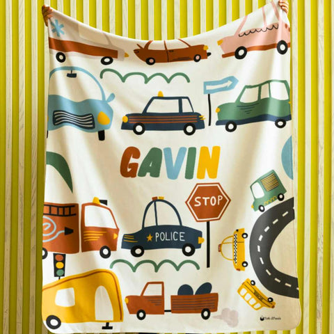 VroomVille Dreams SnuggleNest Personalized Blanket